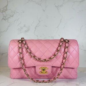 SOLD Vintage Chanel Medium Classic Flap Pink Caviar 24K Gold Hardware